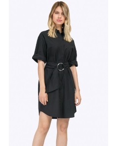 Чёрное летнее платье-рубашка из хлопка Emka PL802/glanta