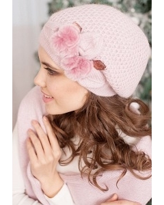 Комплект (берет и шарф) розового цвета Landre Шармель