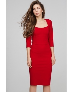 Красное платье-футляр с рукавом три четверти Donna Saggia DSP-294-29t