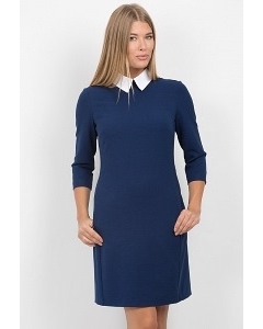 Синее платье с белым воротничком Emka Fashion PL-440/velmira
