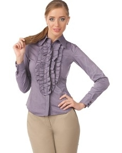 Офисная блузка нежного фиолетового цвета