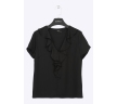 Блузка с рюшами черного цвета Emka B2413/acsela
