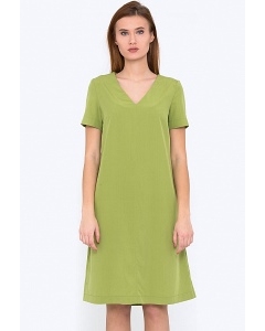 Зеленое платье с V-образным вырезом Emka PL-587/meiko
