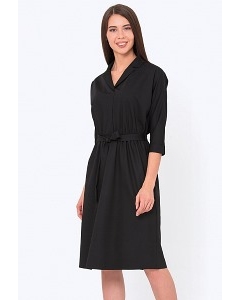 Чёрное платье с рубашечным воротом Emka PL-576/agrafena