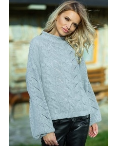 Женский свитер серого цвета Fobya F619