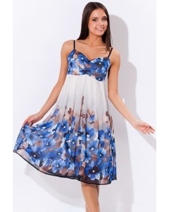 Бело-голубое летнее платье