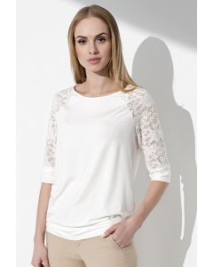 Белая блузка с кружевными рукавами Sunwear I59-4-08