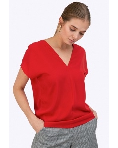Красная блузка c V-образным вырезом сзади Emka B2402/flori