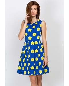 Синее платье в жёлтый цветов Emka Fashion PL-456/nona