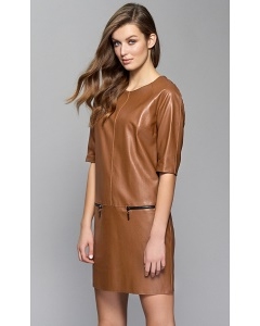 Кожаное коричневое платье Zaps Reda