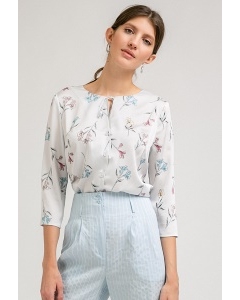 Блузка с цветочным орнаментом со шнурком Emka B2398/brooks