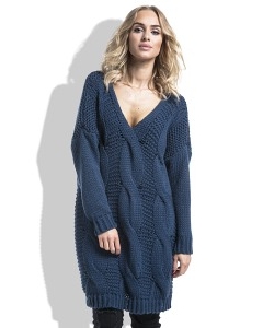Длинный тёмно-синий свитер Fimfi I232