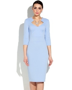 Голубое платье-футляр с фигурным вырезом Donna Saggia DSP-270-76t