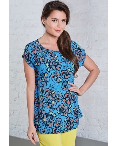 Женская летняя блузка синего цвета с цветами TopDesign A8 059