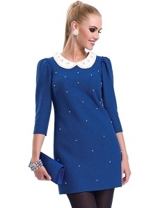 Синее платье с белым воротничком Zaps Atena