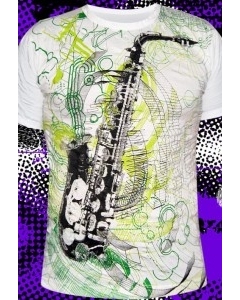 Белая мужская футболка Saxophone