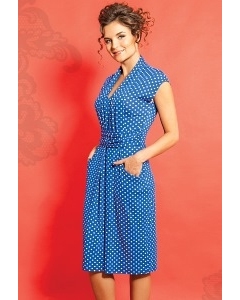 Голубое платье в горошек TopDesign A5 092