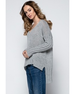 Асимметричный свитер оверсайз серого цвета Fimfi I243