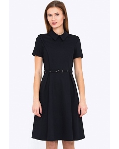 Стильное чёрное платье с воротником Emka PL-500-1/modesta