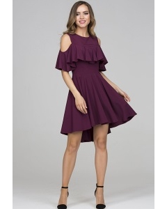 Платье с воланом цвета сангрия Donna Saggia DSP-322-87