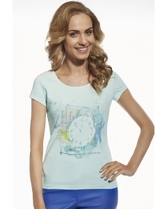 Женская футболка из хлопка с рисунком "Часы" Briana 8804