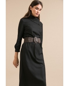 Черное прямое платье с воротником Emka PL960/milena