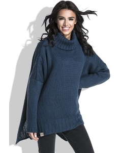 Свободный женский свитер тёмно-синего цвета Fobya F455