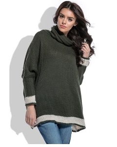 Двухцветный свободный свитер oversize Fobya F469