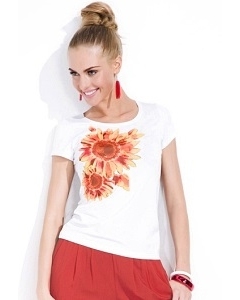 Белая блузка с оранжевым цветком Zaps Sunny