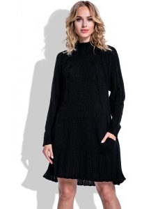 Тёплое вязаное платье чёрного цвета Fimfi I194