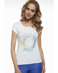 Белая женская футболка из хлопка Briana 8804